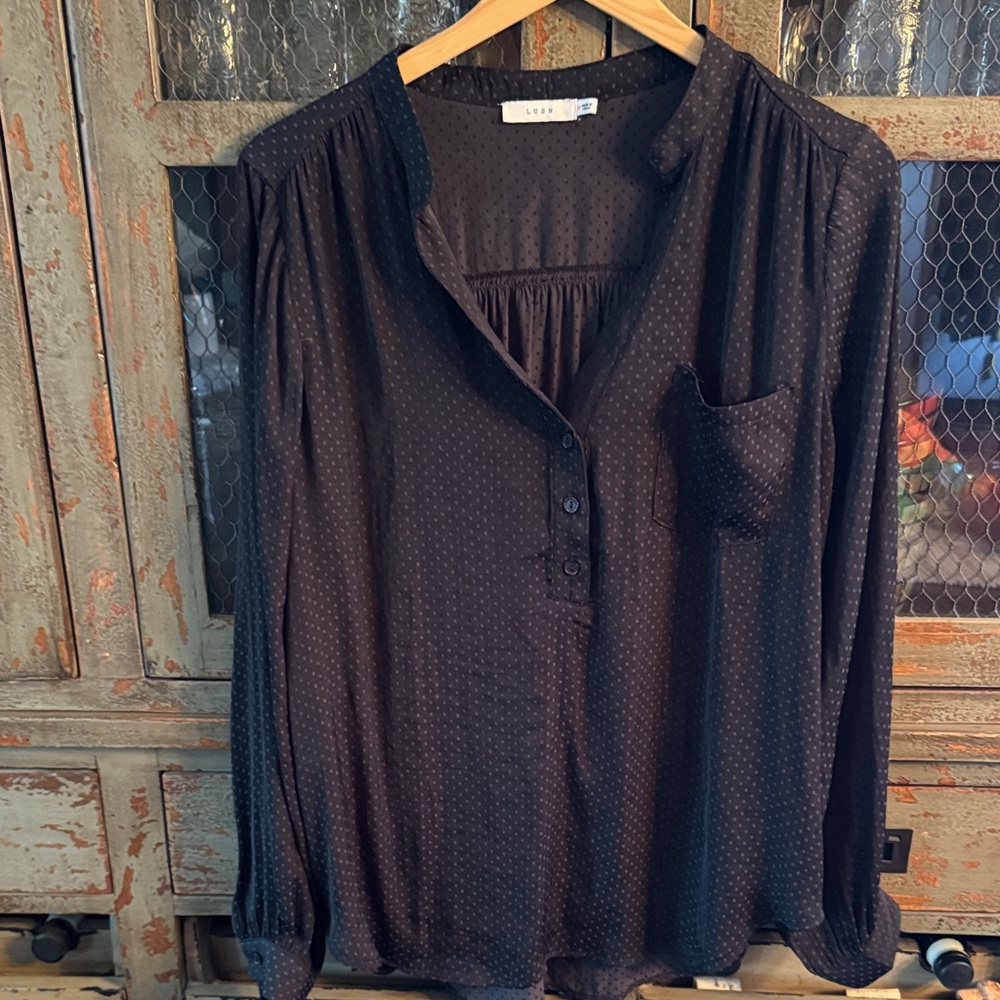 Lush Black Button-Up Blouse